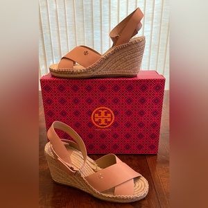Tory Burch Bima Wedge Espadrille Sandal Size 8 (Retails $275.00) New with Box